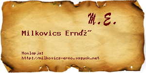 Milkovics Ernő névjegykártya